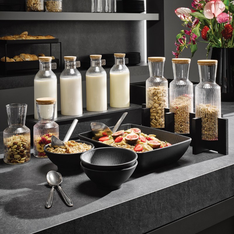 doska s výrezom na 4 karafy VALO, bridlice, 53x16,2 cm