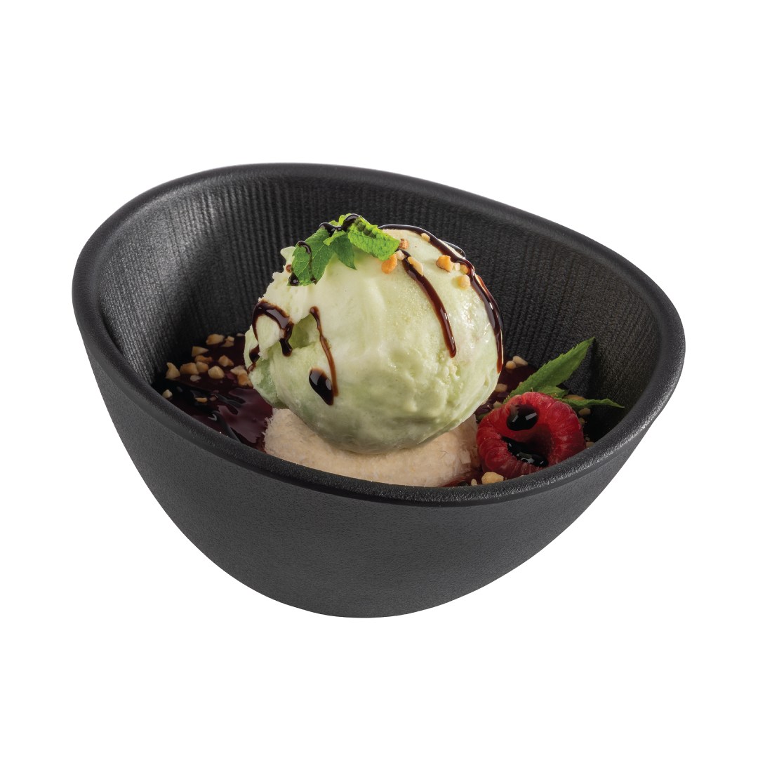 Melamínová miska NERO, 14,5x12,5 cm, oválna, čierna