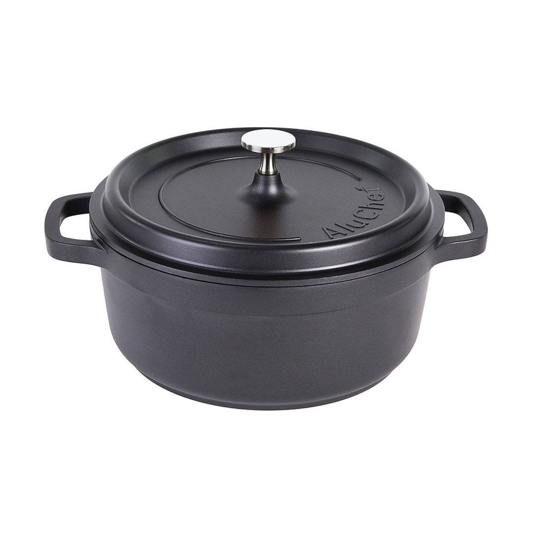 hrniec s pokrievkou AluChef 24 cm / čierny