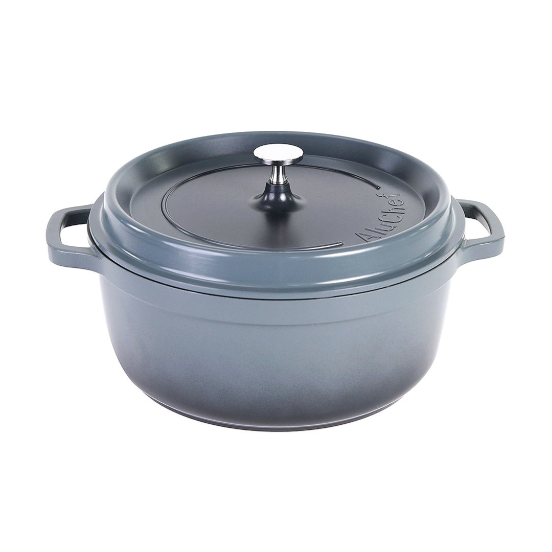 hrniec s pokrievkou AluChef 28 cm / šedý