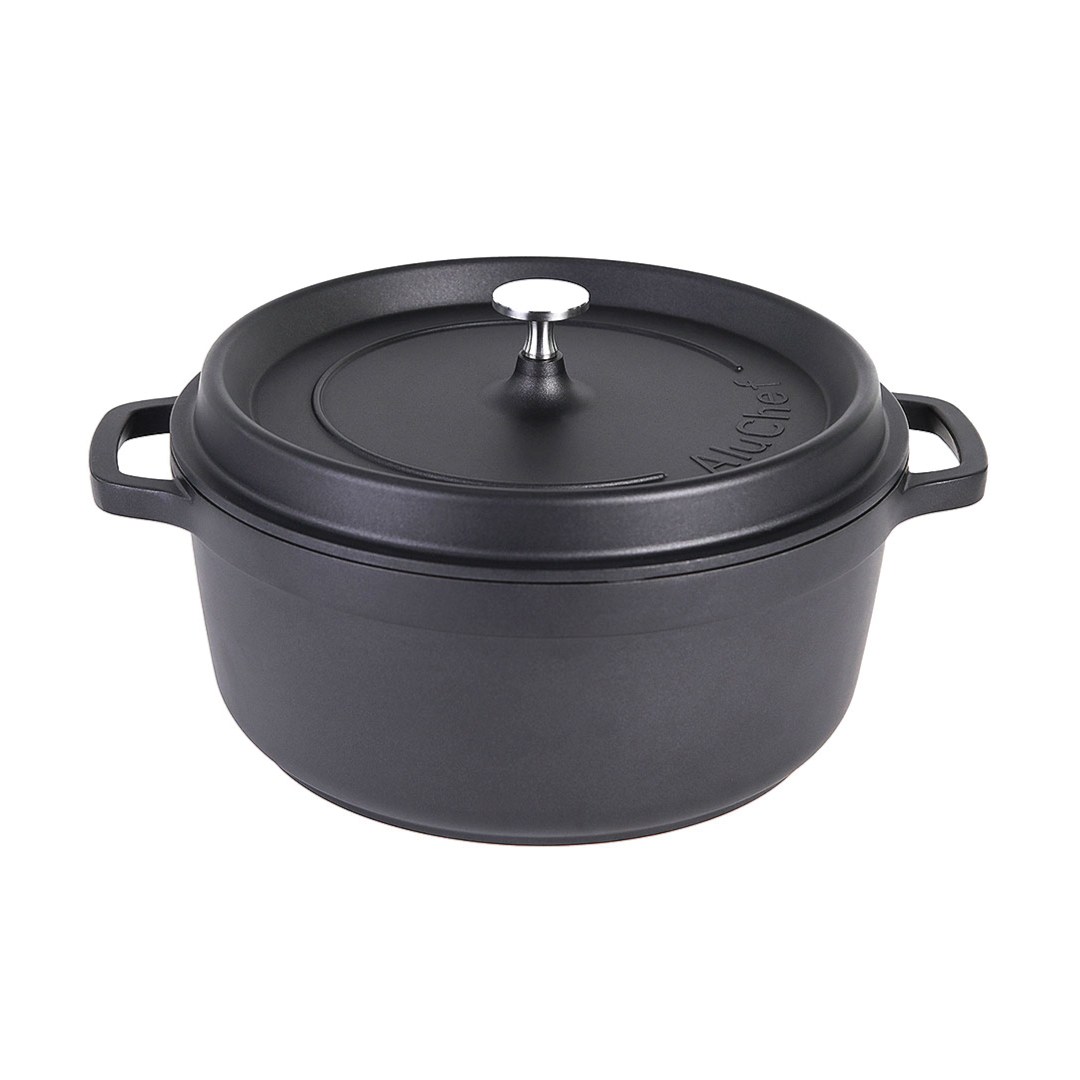 hrniec s pokrievkou AluChef 28 cm / čierny