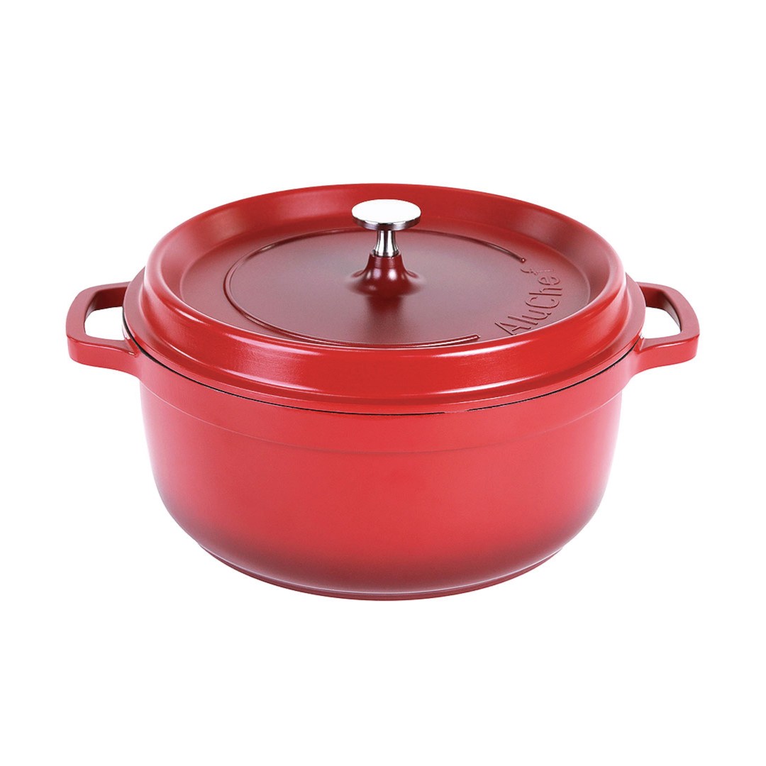 hrniec s pokrievkou AluChef 28 cm / červený