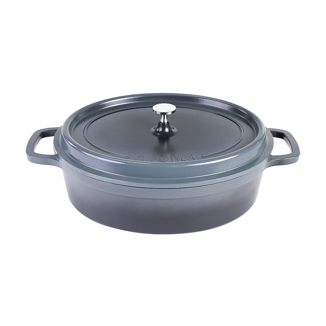 hrniec s pokrievkou ovál AluChef 35 cm x 29 cm / šedý