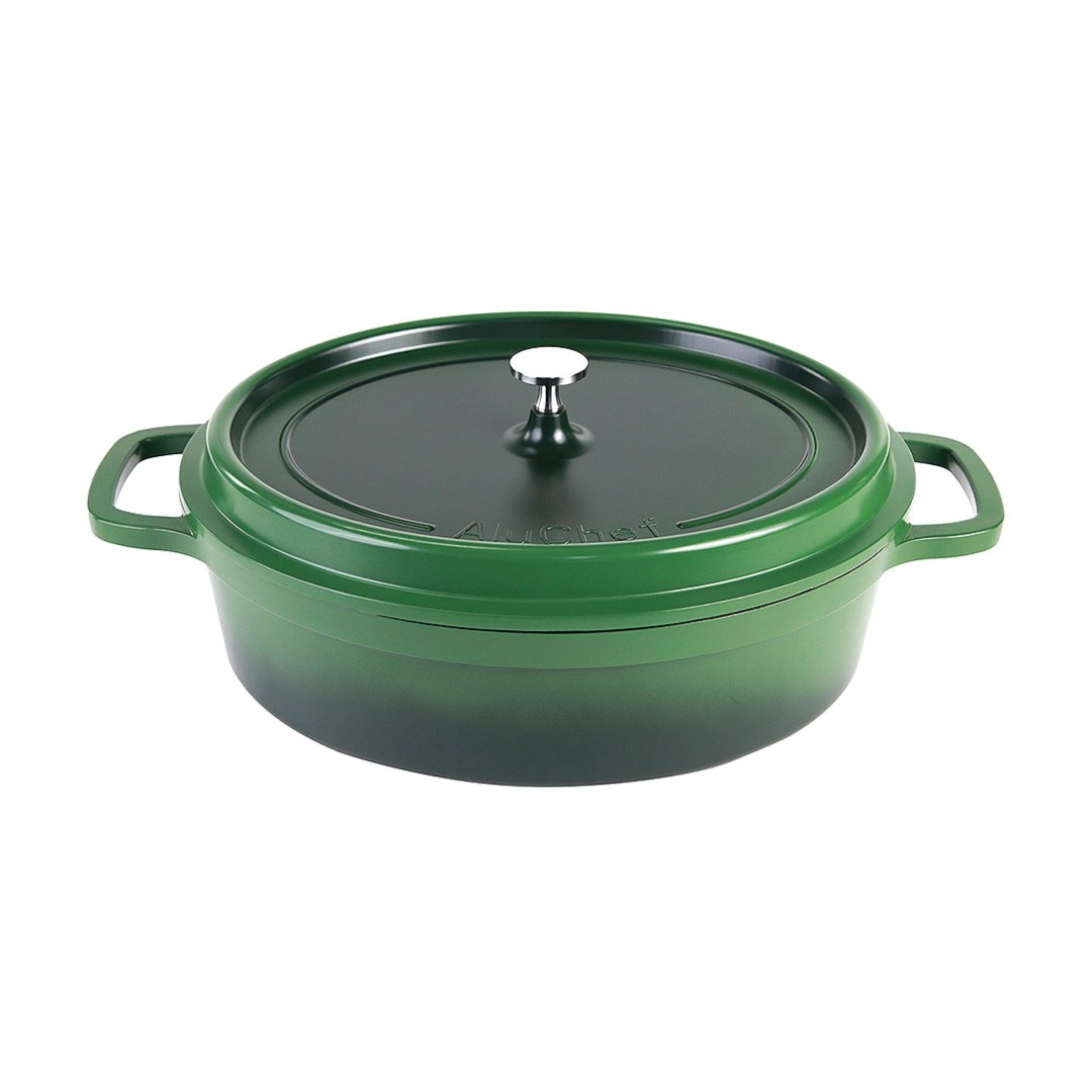 hrniec s pokrievkou ovál AluChef 35 cm x 29 cm / zelený