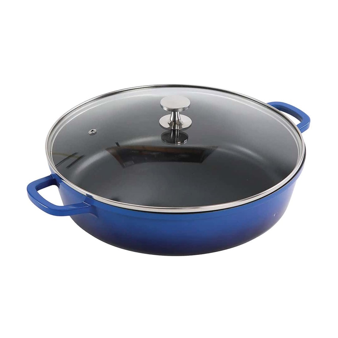 Panvica guľatá so sklenenou pokrievkou AluChef 32 cm / modrá