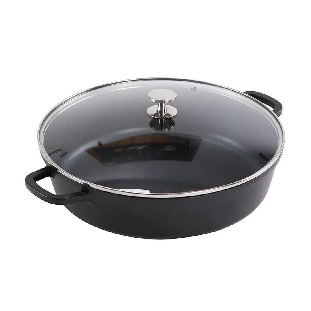 Panvica guľatá so sklenenou pokrievkou AluChef 32 cm / čierna