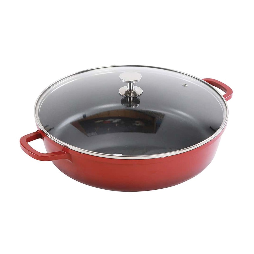 Panvica guľatá so sklenenou pokrievkou AluChef 32 cm / červená