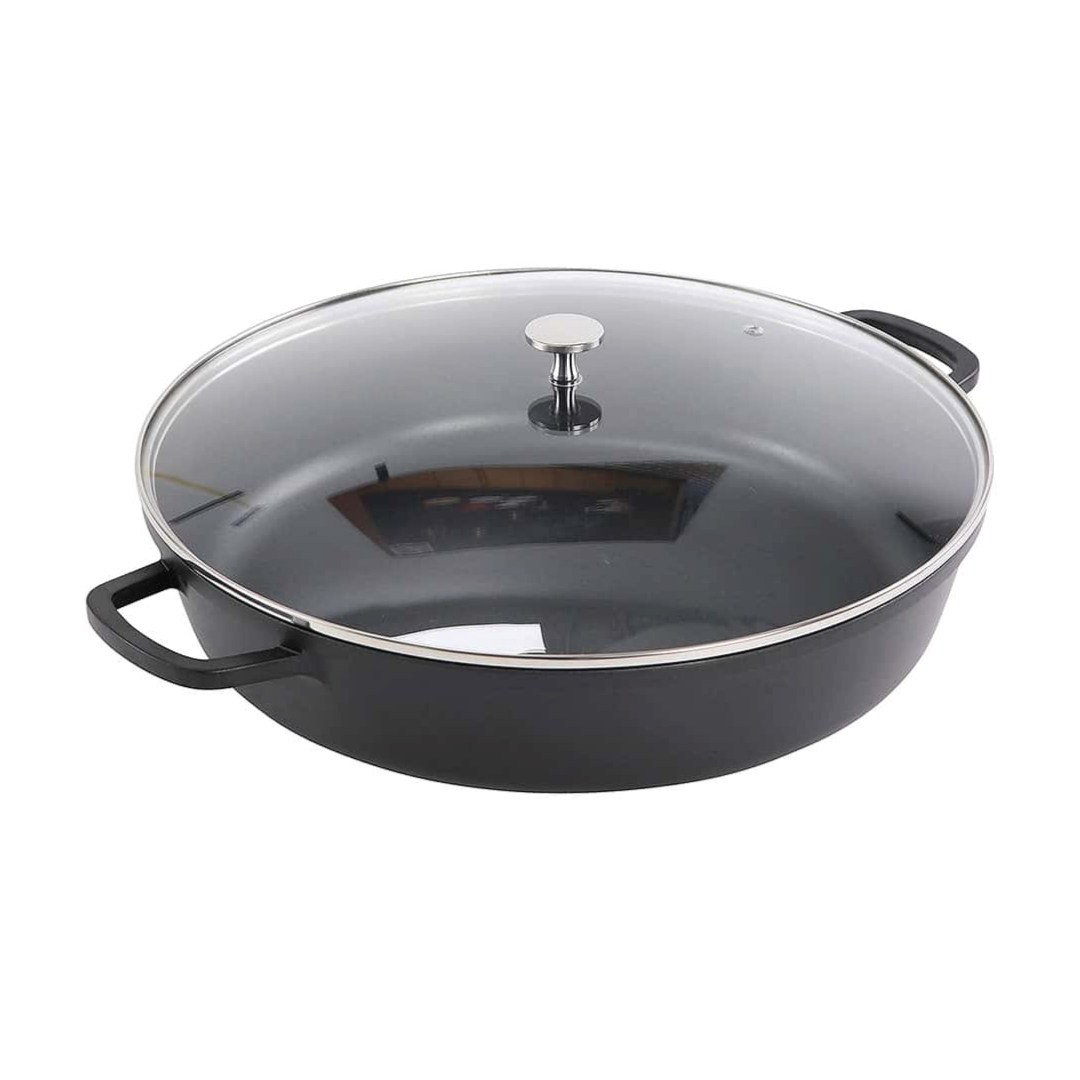 Panvica guľatá so sklenenou pokrievkou AluChef 40 cm / čierna