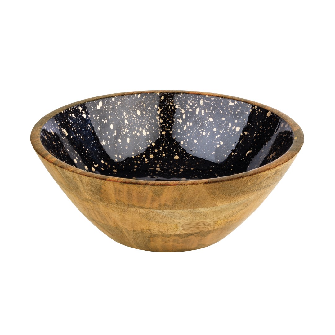 Drevená misa MANGO, priemer 30 cm, zlatočierna