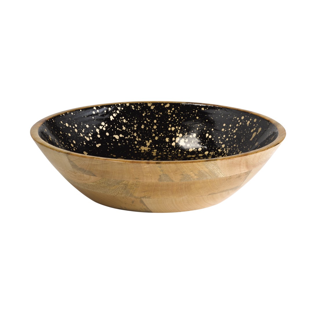 Drevená misa MANGO, priemer 37 cm, zlatočierna