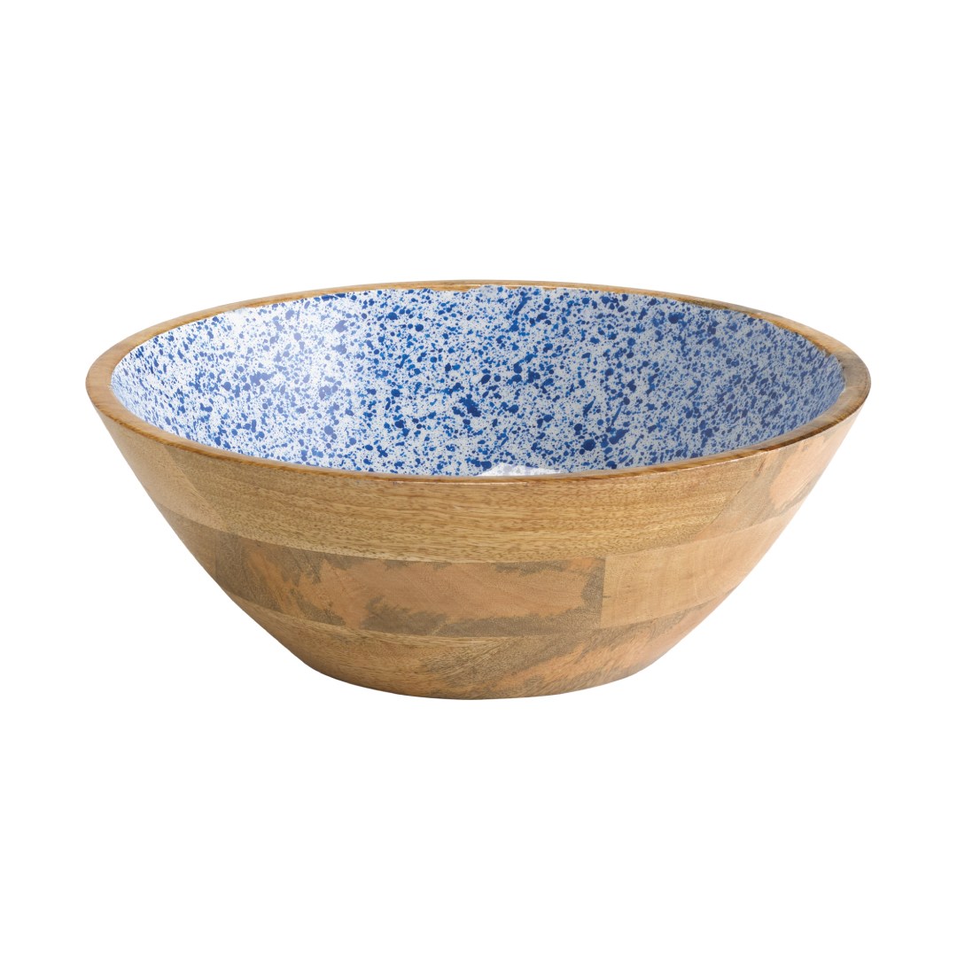 Drevená misa MANGO, priemer 30 cm, modrobiela