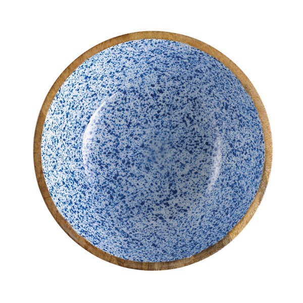 Drevená misa MANGO, priemer 30 cm, modrobiela