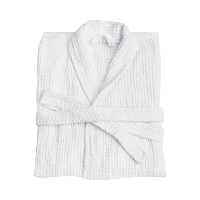 waffle bathrobe L 300 g/m2 with collar white 100% BA