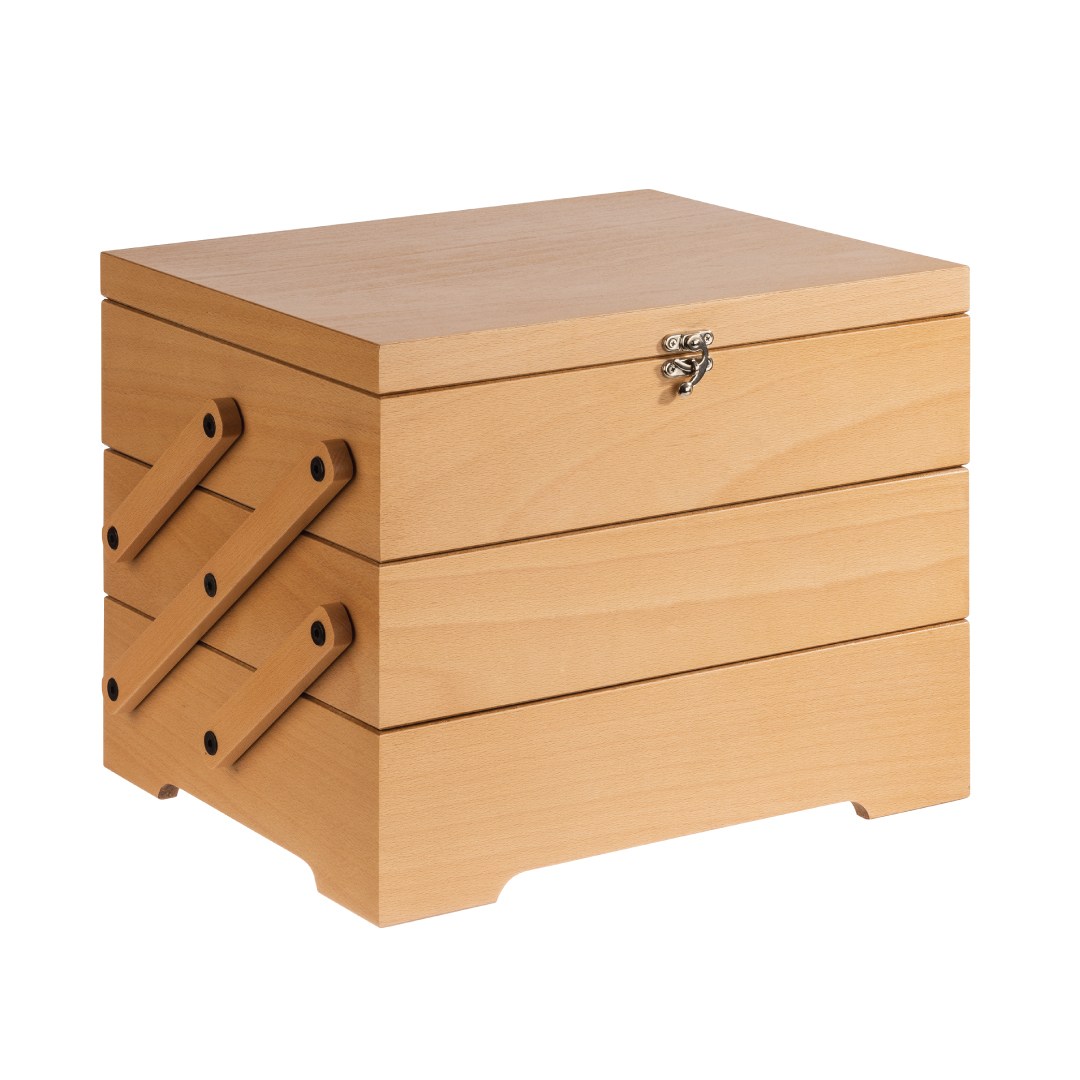Box bufetový SEWING BASKET, 36x29, v. 28cm, rozkladací drevený