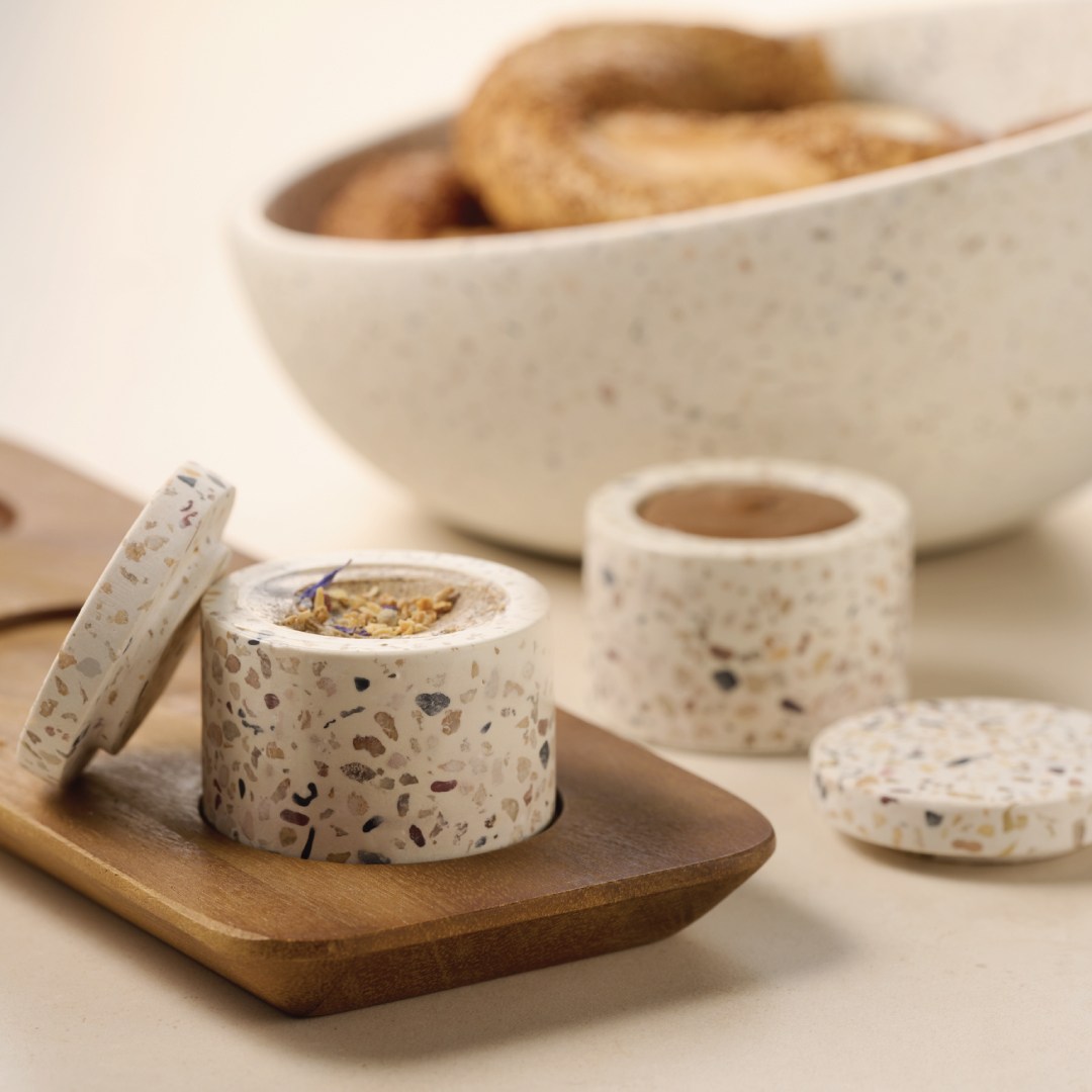 Dóza TERRAZZO, súprava 2ks, priemer. 6CM, 40ml, betón béžová