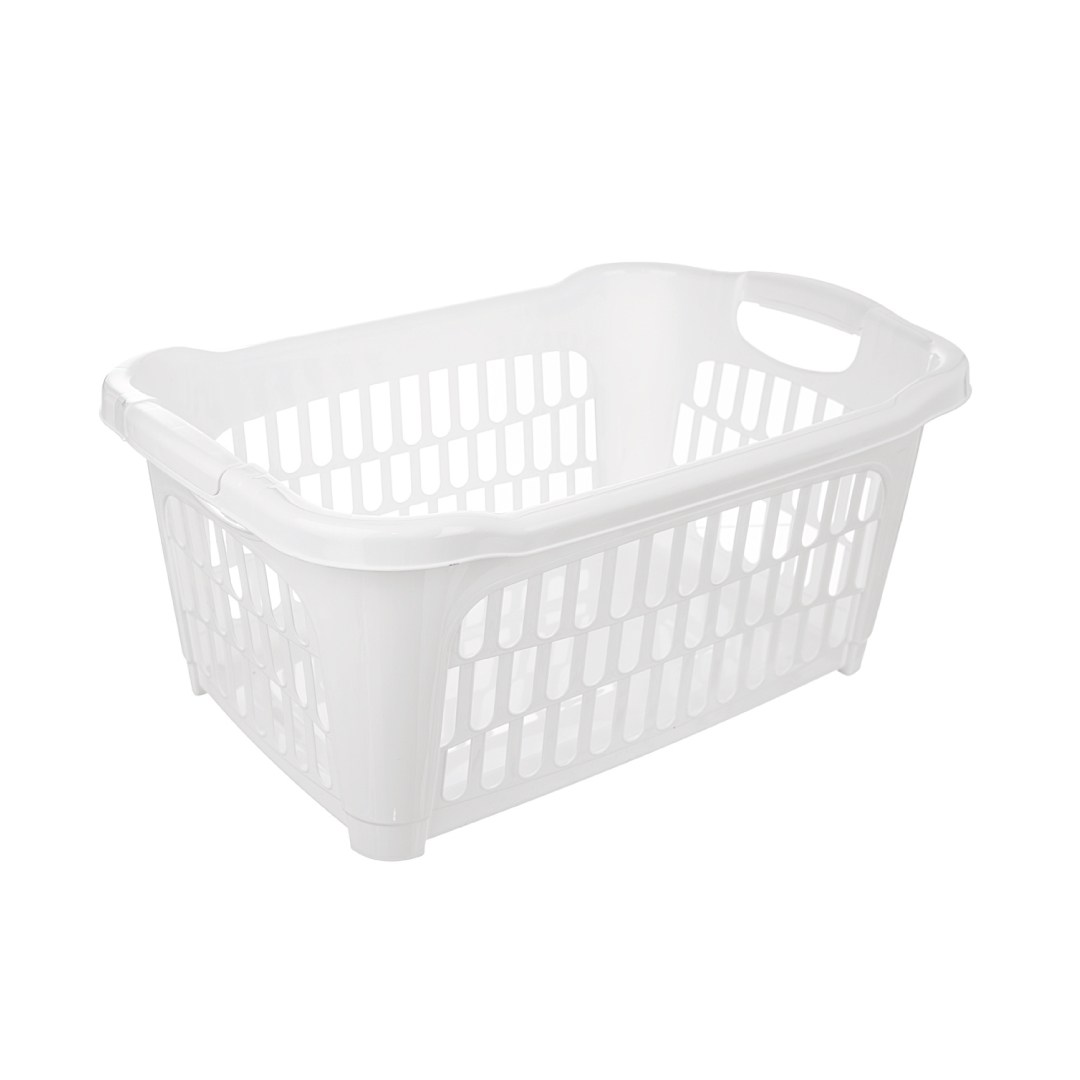 laundry basket 25l, 51x35x23cm, white plastic