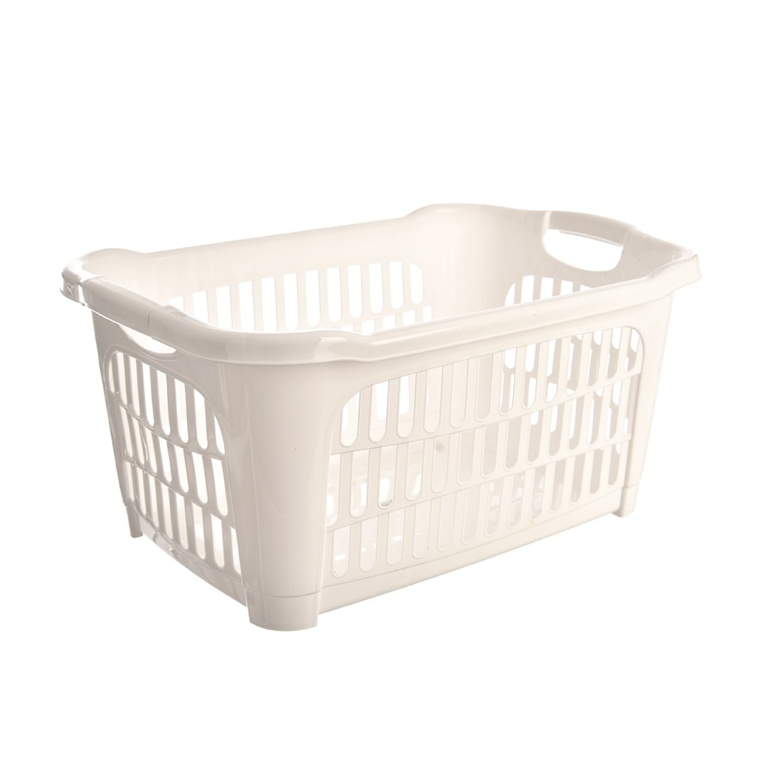 laundry basket 40l, 58x39x28cm, white plastic