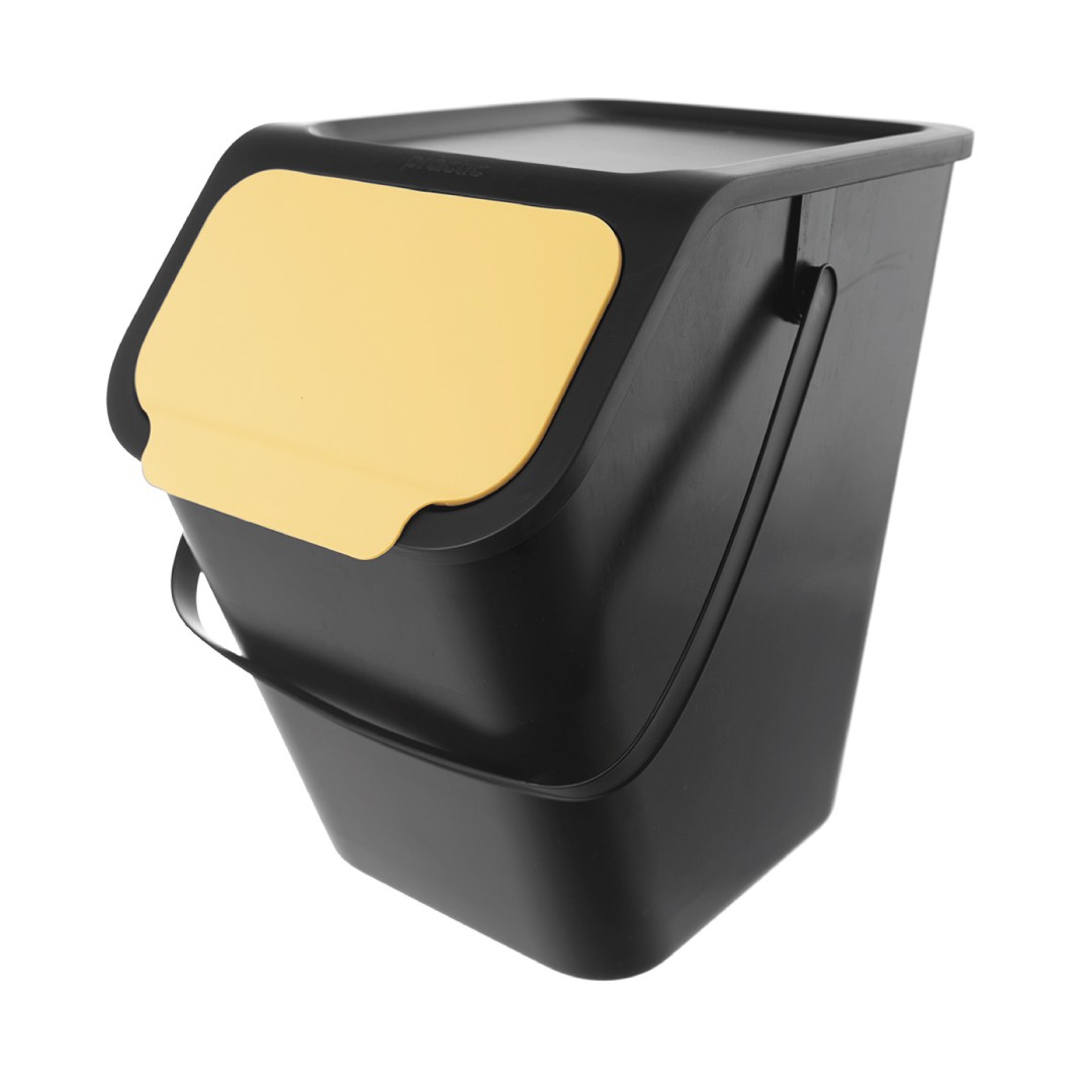 waste sorting bin 25l, 37.5x25x38, black/yellow plastic