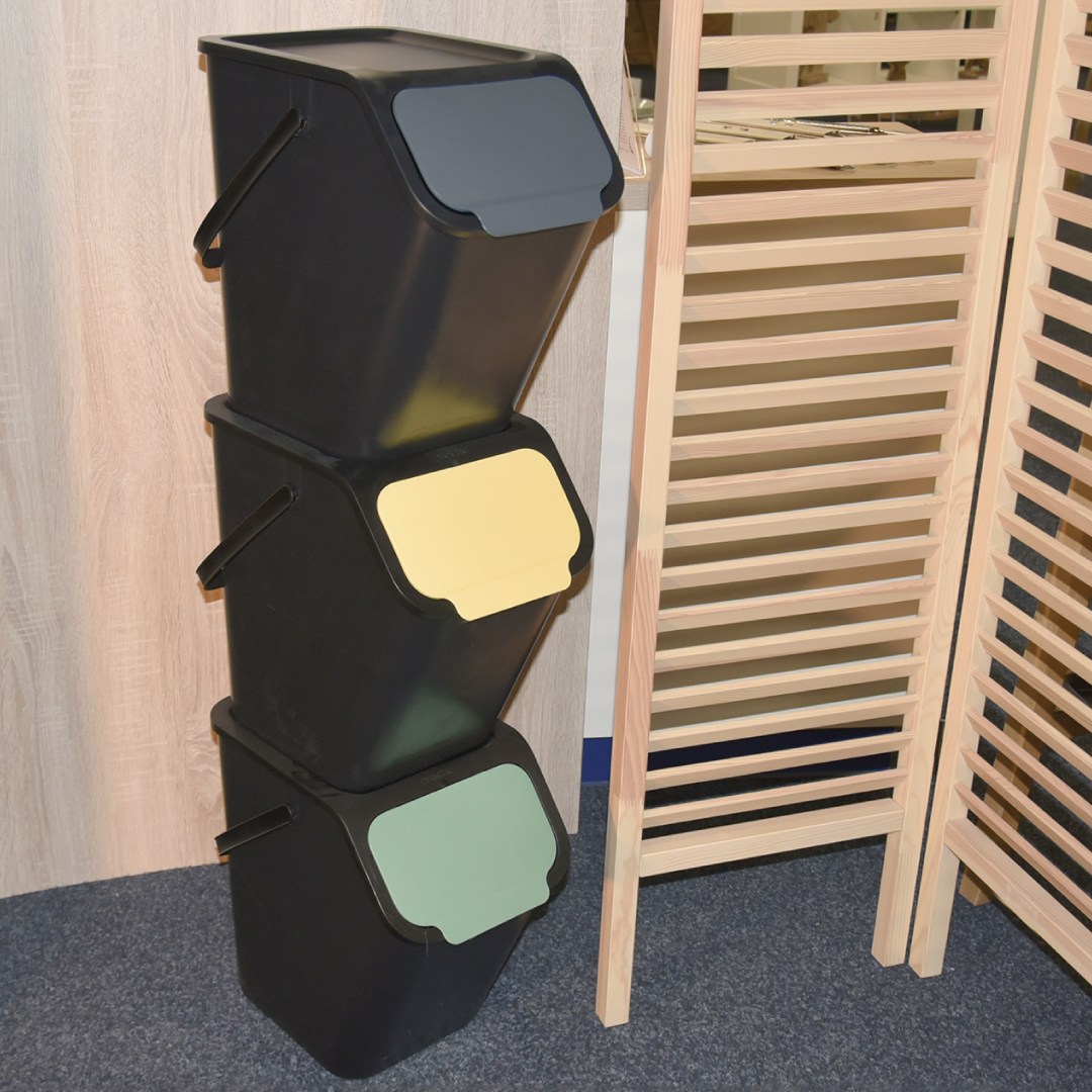 waste sorting bin 25l, 37.5x25x38, black/yellow plastic
