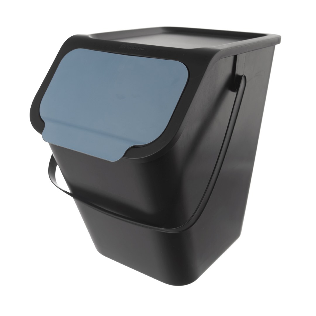 kôš na triedenie odpadu 25l, 37.5x25x38, plast čierny/modrý