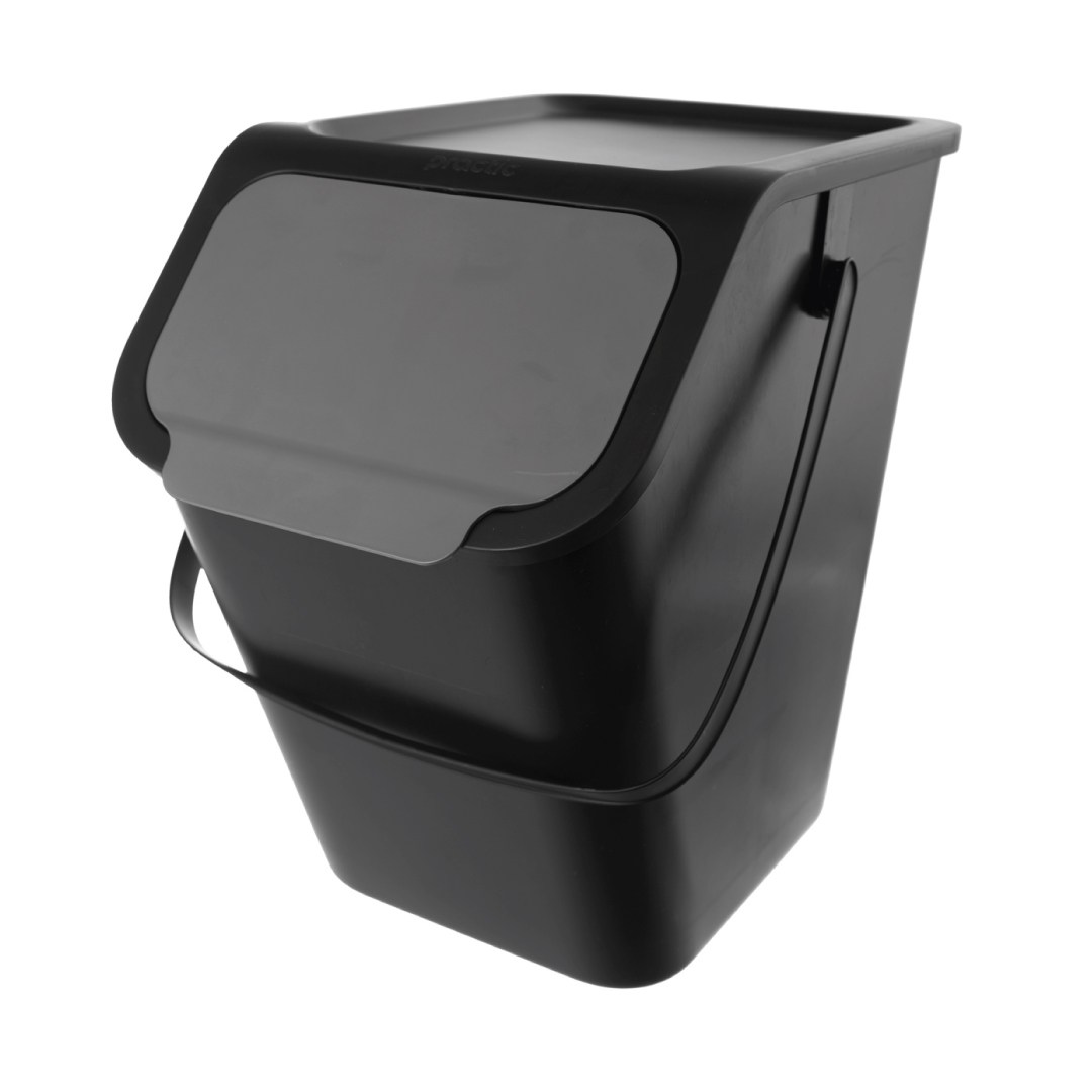 waste sorting bin 25l, 37.5x25x38, black/grey plastic