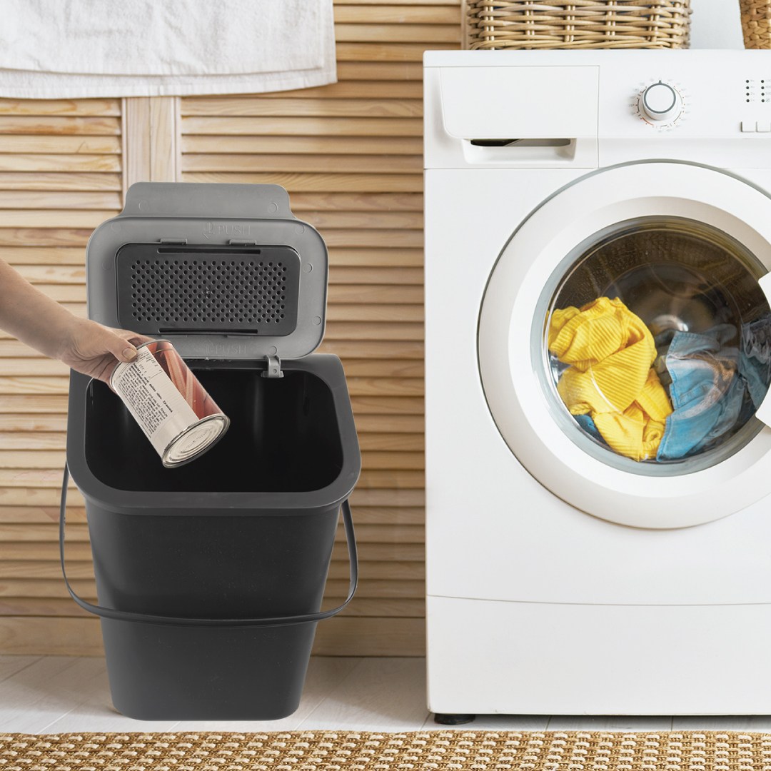 waste sorting bin 25l, 37.5x25x38, black/grey plastic