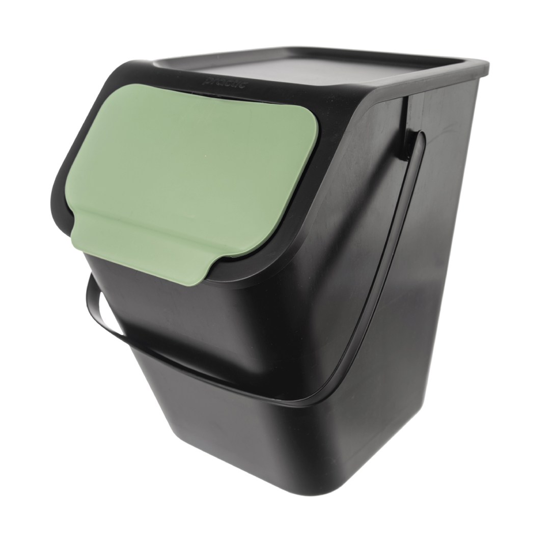 waste sorting bin 25l, 37.5x25x38, plastic black/green