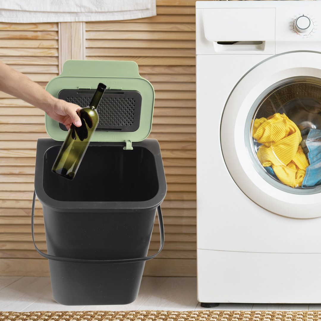 waste sorting bin 25l, 37.5x25x38, plastic black/green