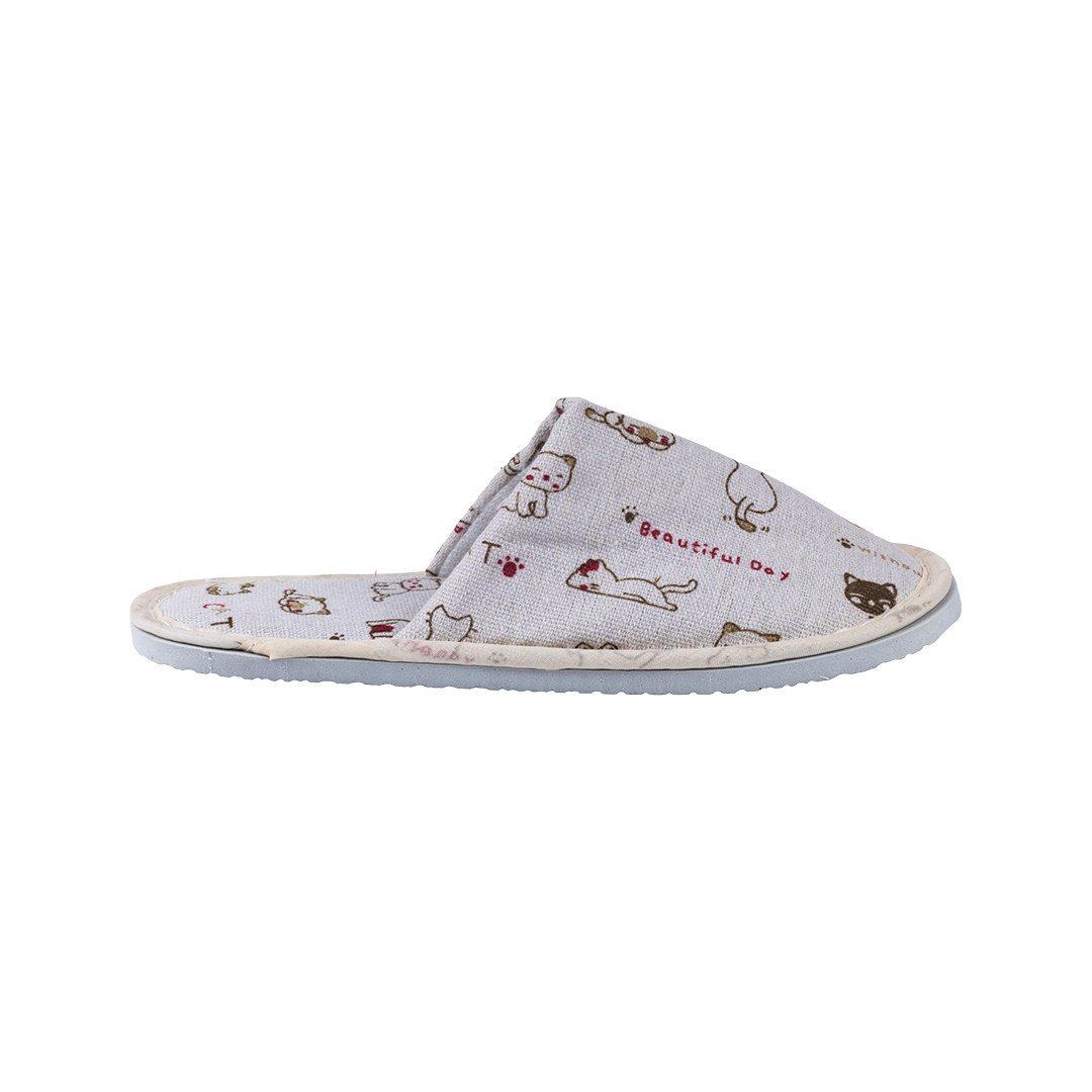 Detské šľapky zatvorené 23x9,5 cm, hrúbka podrážky 1,1 cm, motív mačičky