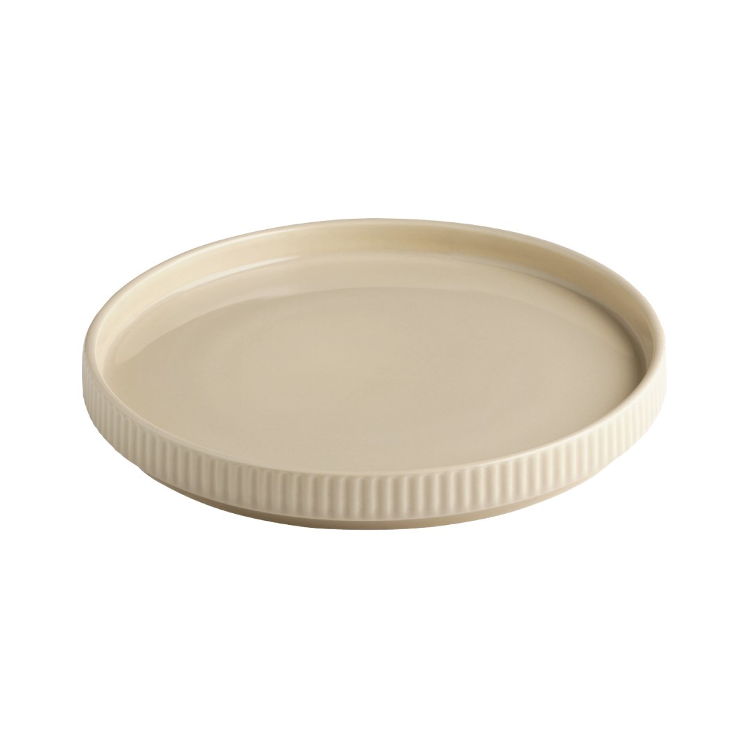 Plate THE GRID, porcelain, beige, diameter 20 cm, height 2.5 cm
