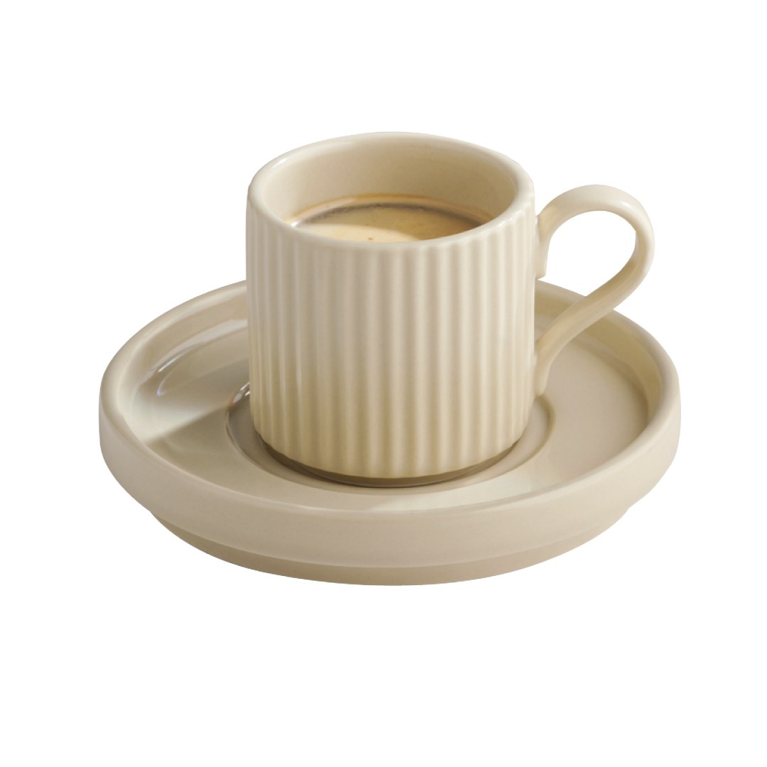 THE GRID saucer, porcelain, beige dia. 12.5 cm, h. 2 cm