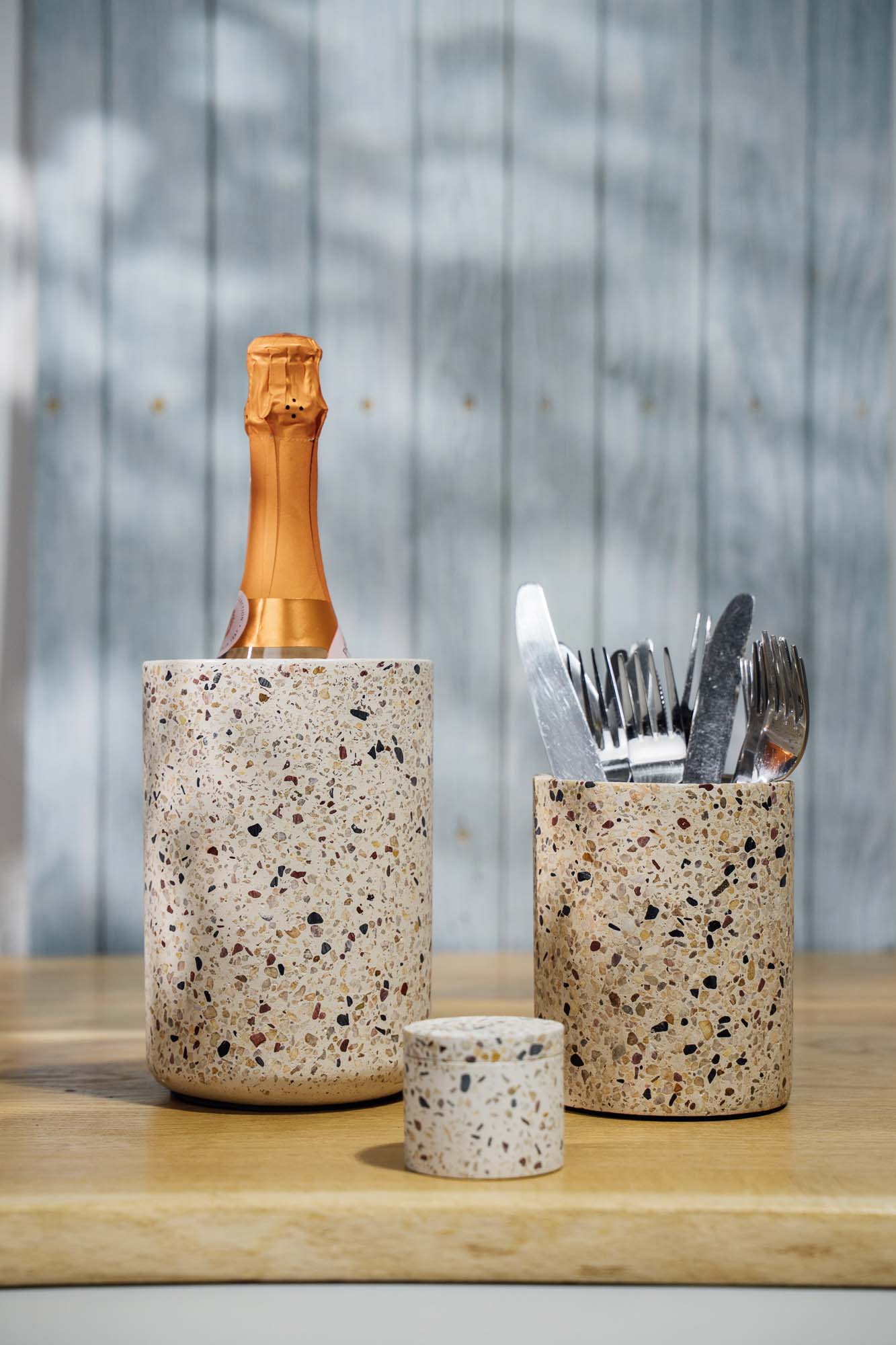 zásobník na príbory, TERRAZZO, betón, terrazzo pr. 11 cm, v. 13,5 cm