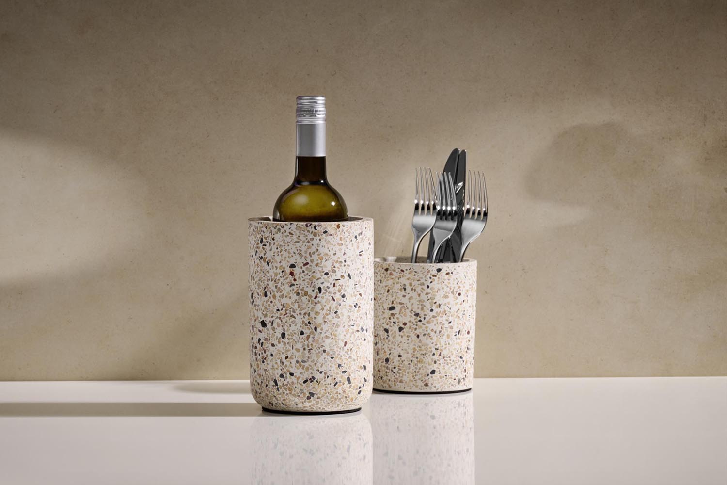 zásobník na príbory, TERRAZZO, betón, terrazzo pr. 11 cm, v. 13,5 cm