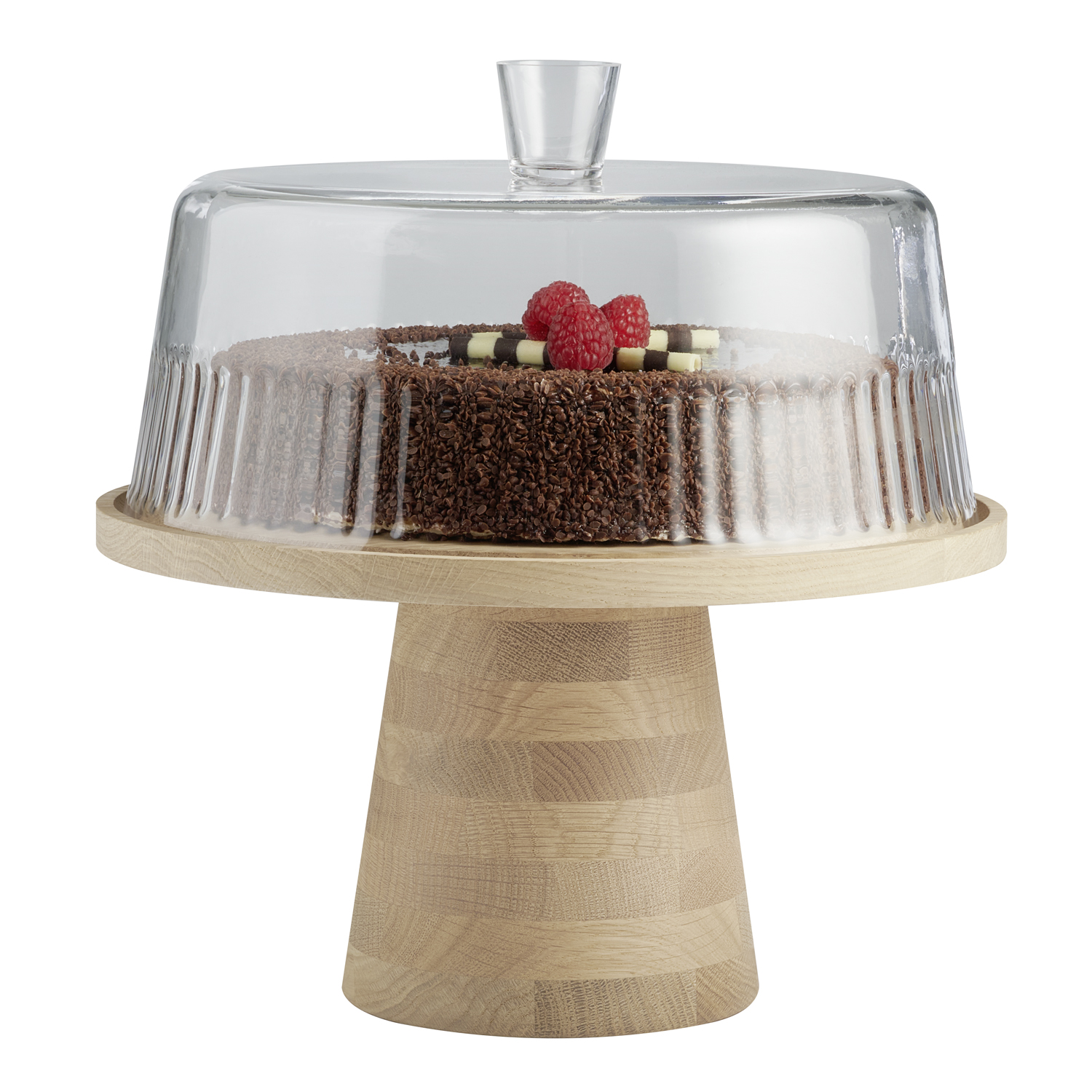 Cake stand -VALO- O 32 cm, h: 17 cm oak wood (oiled) O base: 15 cm
