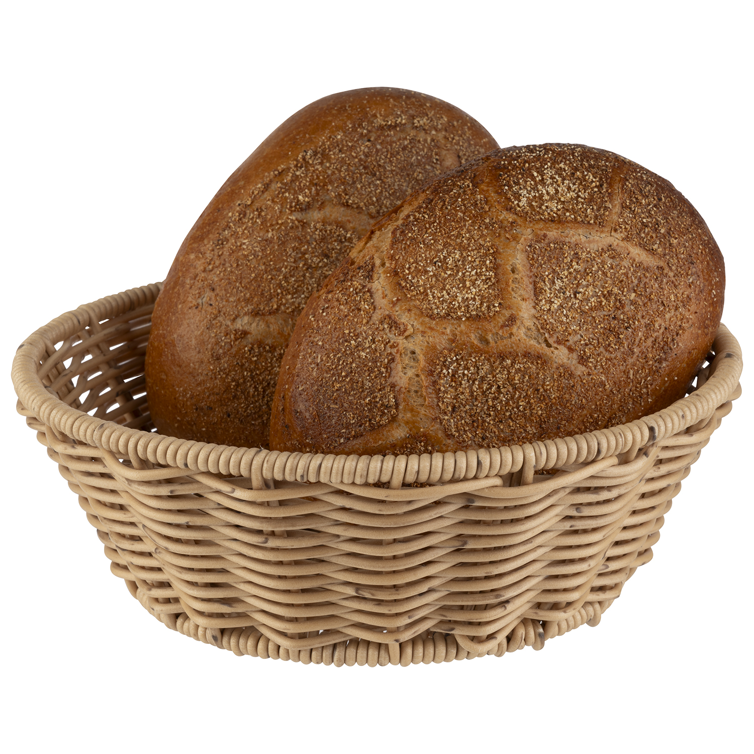 Basket -COVE- O 20 cm, h: 7 cm polypropylene, beige with stainless steel wire