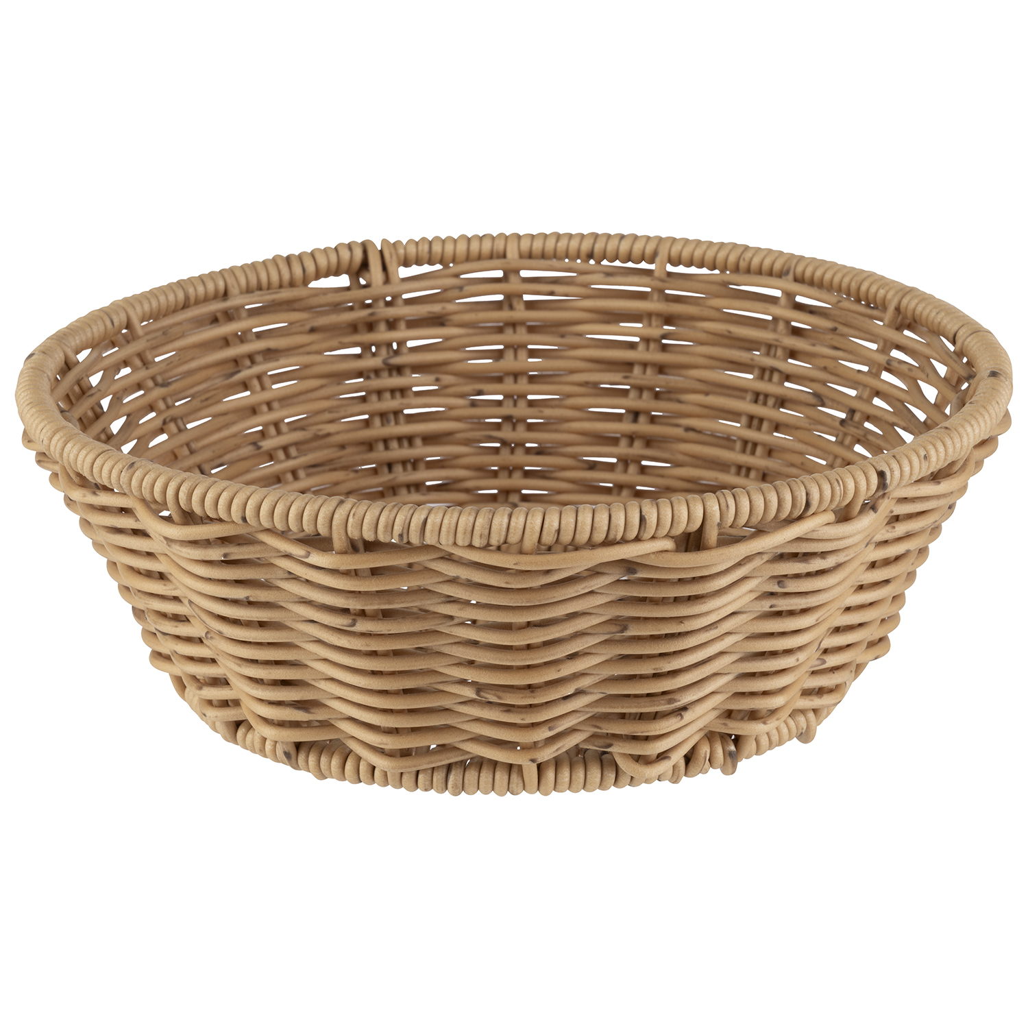 Basket -COVE- O 20 cm, h: 7 cm polypropylene, beige with stainless steel wire