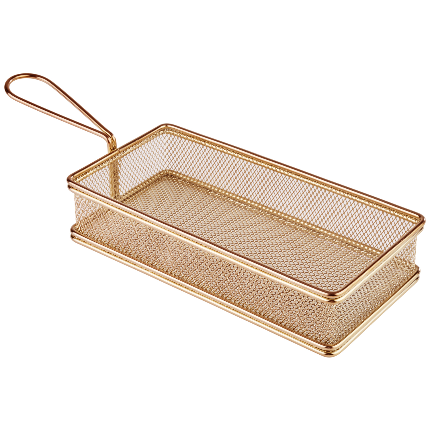 fry baskets 21,5 x 10,5 cm, h: 4,5 cm stainless steel, copper look handle: 9,5 cm