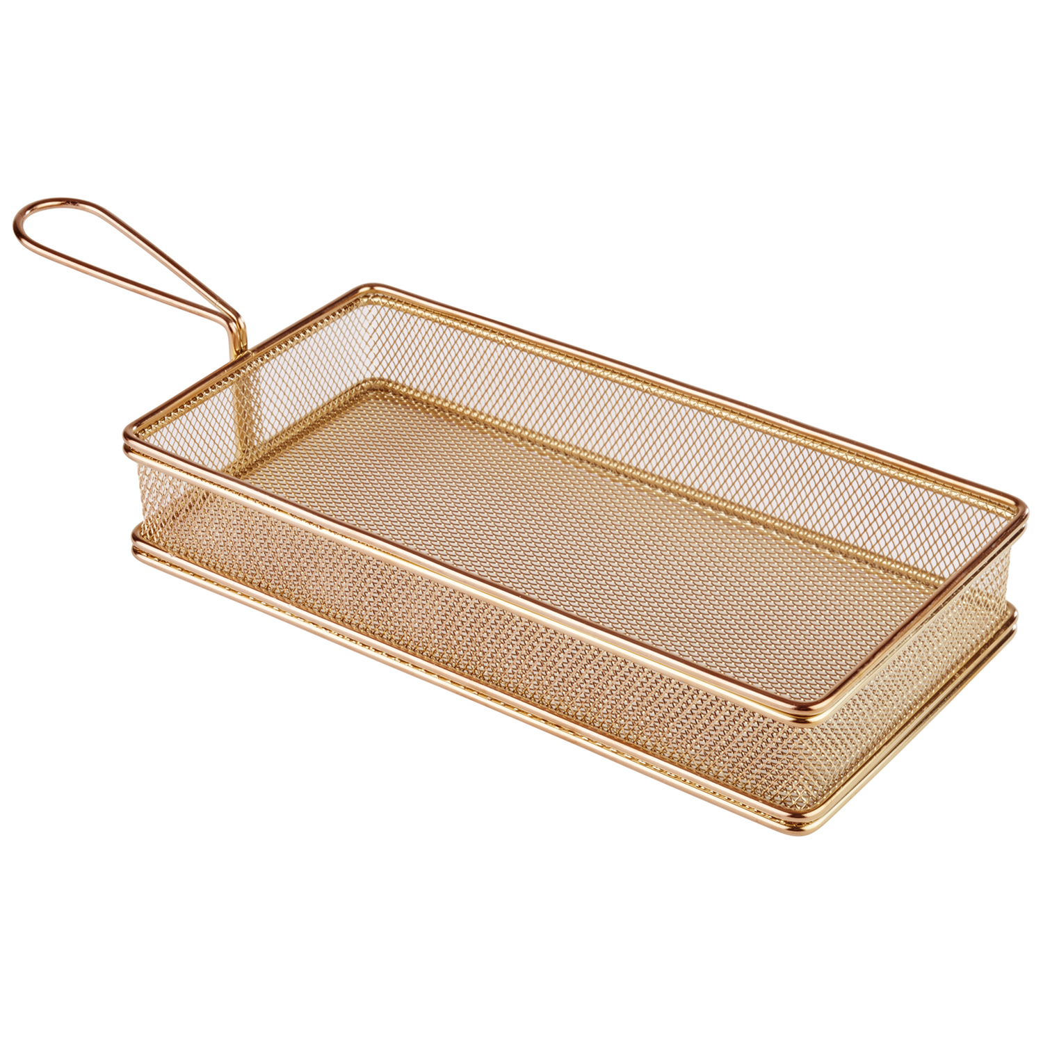 fry baskets 26 x 13 cm, h: 5 cm stainless steel, copper look handle: 9,5 cm