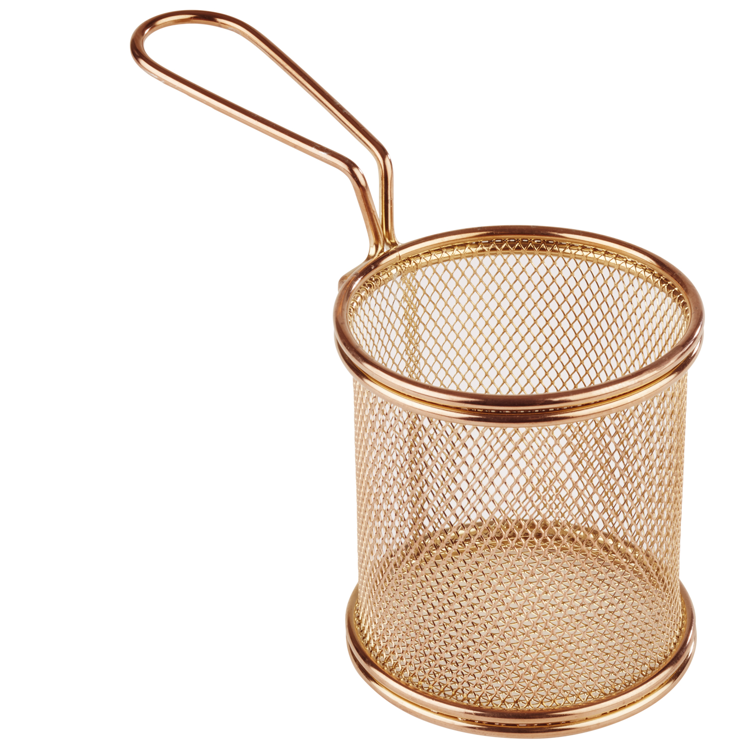 fry baskets O 9 cm, H: 8,5 cm, handle 9 cmstainless steel, copper look -SNACKHOLDER-