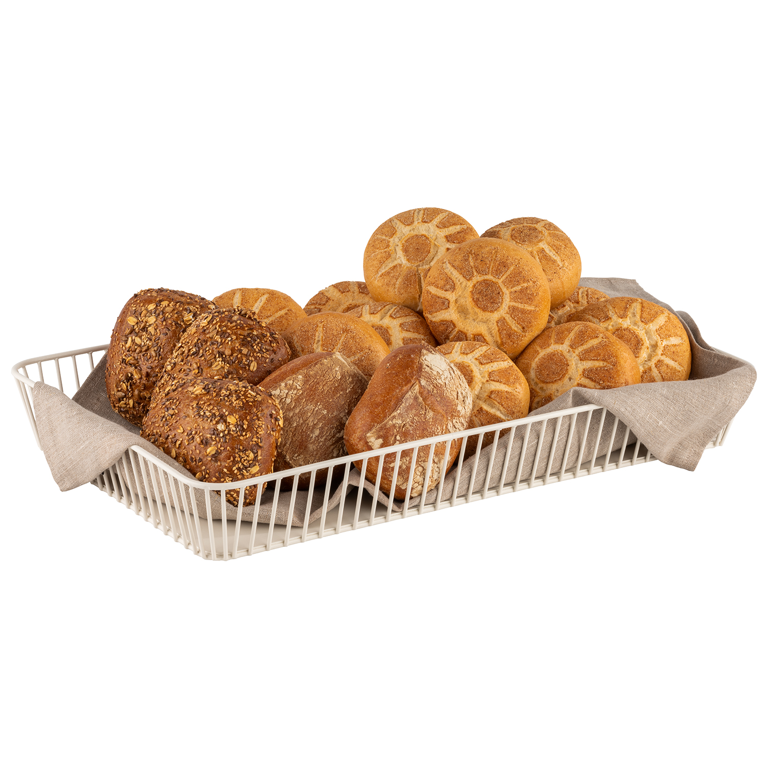 GN 1/1 basket -URBAN- 53 x 32,5 cm, h: 7 cm metal colour: whisper white