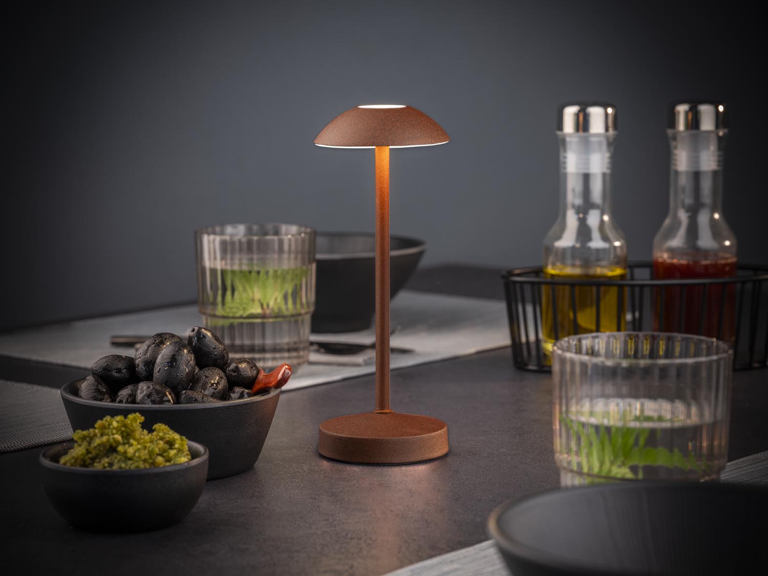lampa stolná ALVA, kov, hnedá, priemer. 8 cm, v. 20 cm