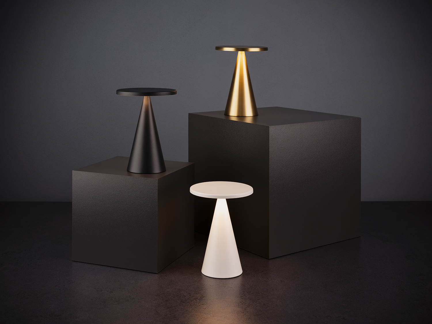 lampa stolná CONE, kov, biela, priemer. 13 cm, v. 18 cm