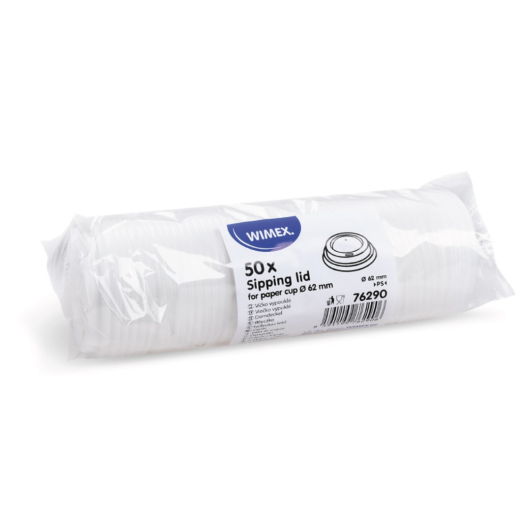 viečko vypuklé biele pre papierové tégliky priem 62mm 50ks (PS)