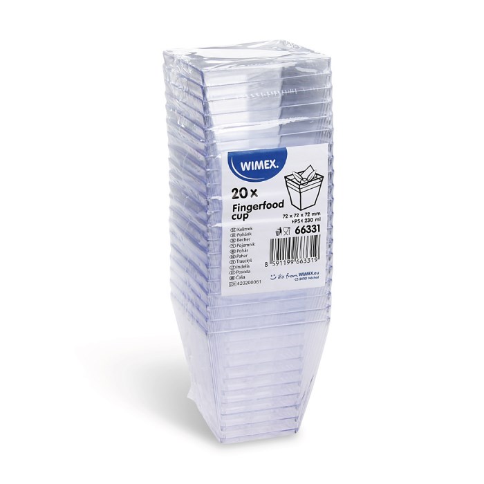 Hranatý kelímok Finger, food číry 230ml/20ks