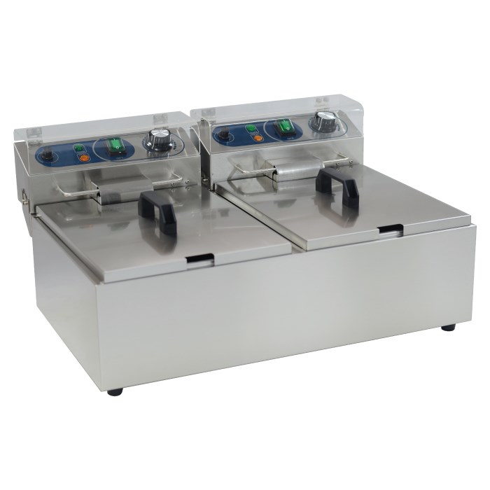 fritéza elektrická 2x6 l, záruka 12 měsíců, 570x440x290, koš 220x200x100 mm