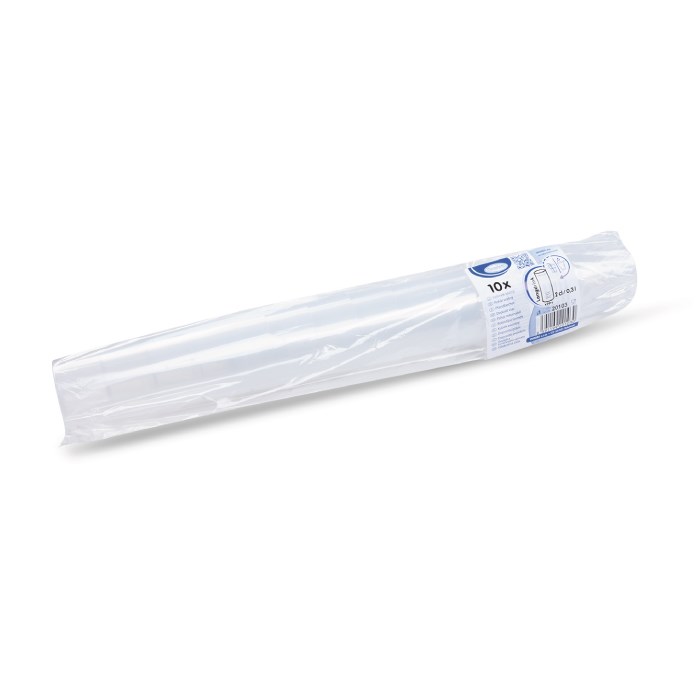
Vratný plastový kelímok, objem 300 ml, ciach na 2 a 4 cl, balenie 10 ks, materiál polypropylén.

