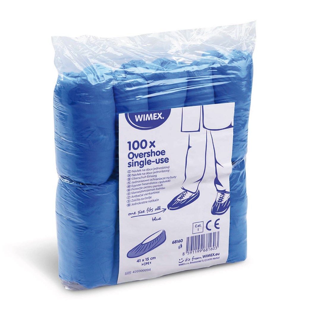 Návleky na topánky 40x14 cm, (CPE), modré, HACCP, 100 ks