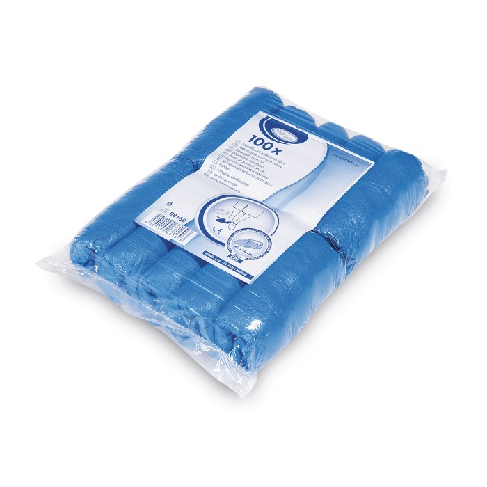 Návleky na topánky 40x14 cm, (CPE), modré, HACCP, 100 ks