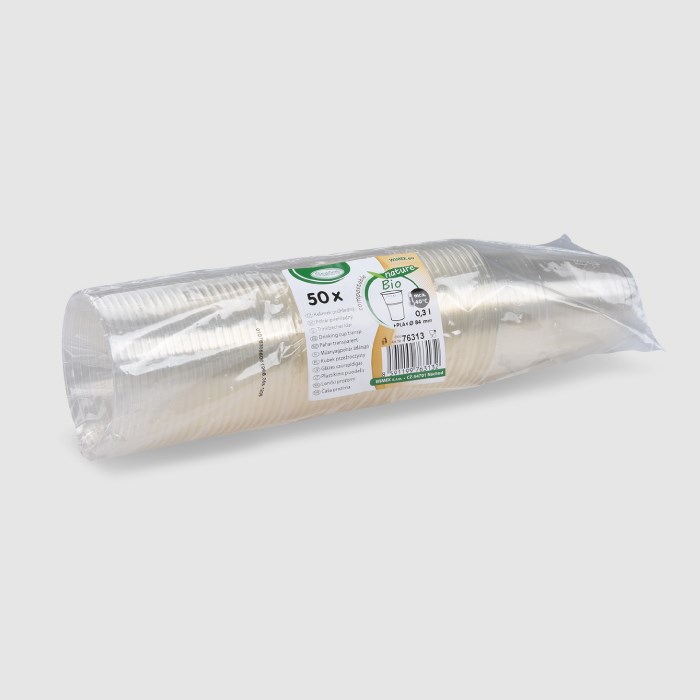 Téglik BIO, priehľadný (PLA) 0,3 l / 50 ks