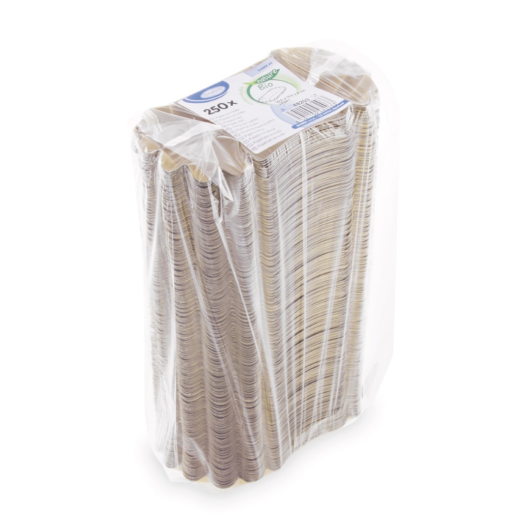 Papierová hnedá oválna miska 10,5 x 17,5 x 3 cm, nepremastiteľná 250 ks